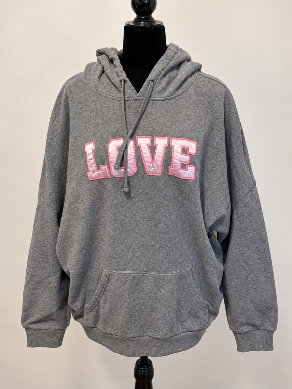 Gray 'LOVE' Hooded Sweatshirt -  Cozy Pullover